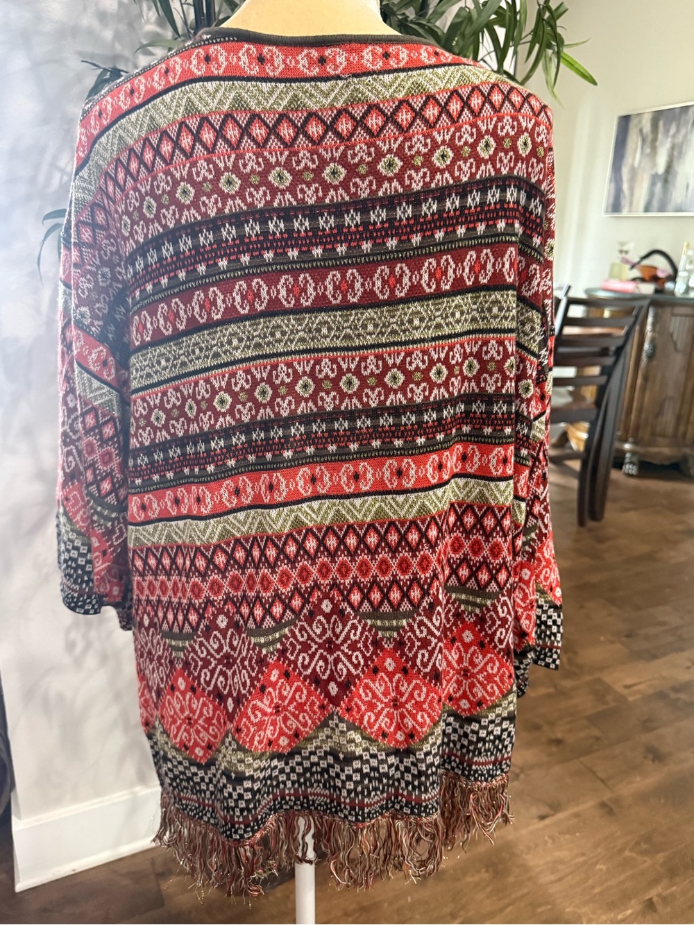 Ruby Rd. Red Multi-Pattern Fringe Tunic Plus Size - Picture 2 of 4